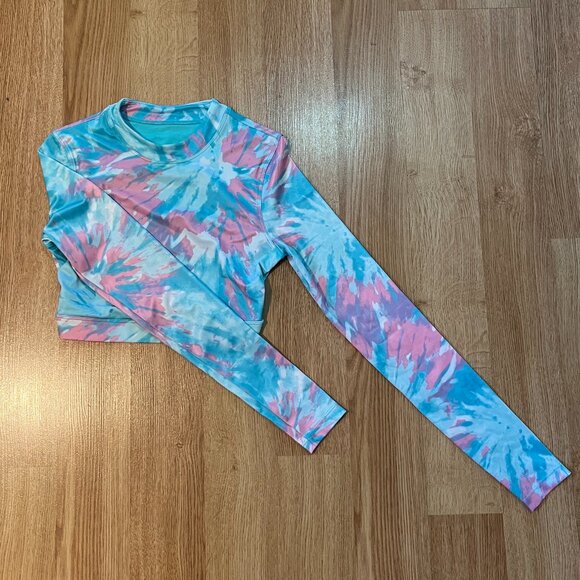 H&M Tie-Dye Longsleeve Backless Rash Guard Swim Top - Picture 1 of 6